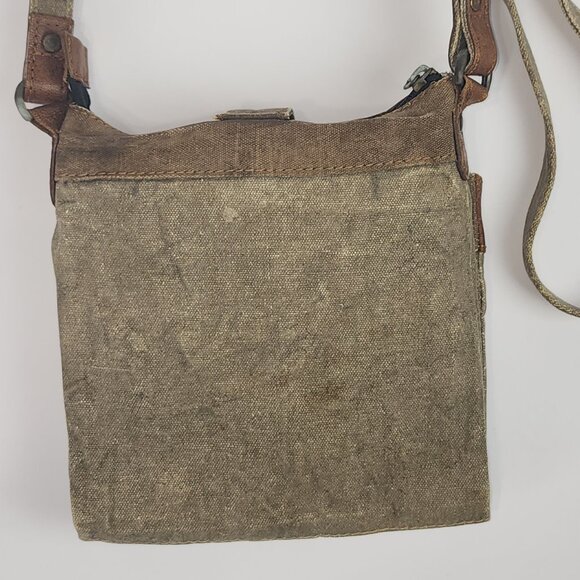 Mona B Unisex Crossbody Brown Canvas With Leather Accents - Picture 4 of 8